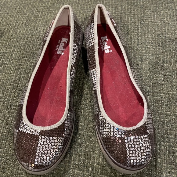 Keds checkered sequence patterned wedge shoes (sz 7) - Picture 1 of 9